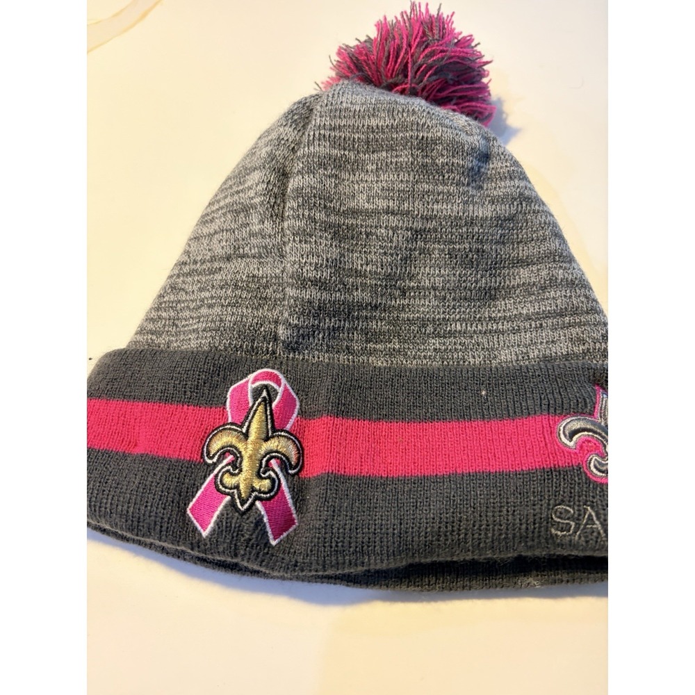 New Orleans Saints New Era NFL Beanie Breast Cancer Awareness Pink Ribbon Hat